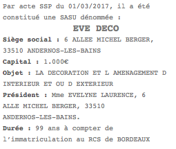 parution legale sasu bordeaux